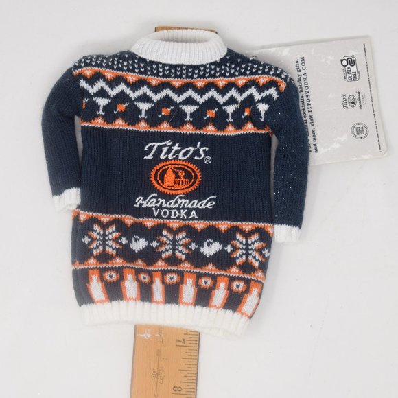 Titos Handmade Vodka Bottle Sweater Novelty Gift Wrap Pretty Ugly Holiday Cover - Picture 9 of 10